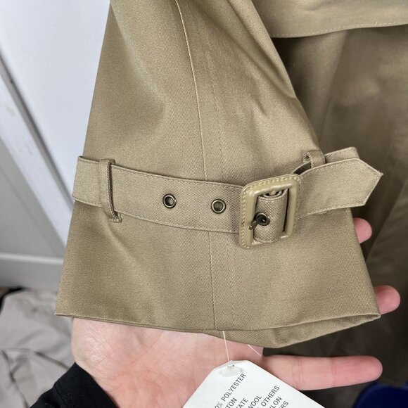 NWT J.G. Chappel London England Tan Wool Lined Double Breasted Trench Coat Sz 40 - Picture 8 of 11